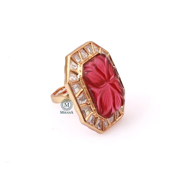 Padmawat Ruby Polki Designer Ring