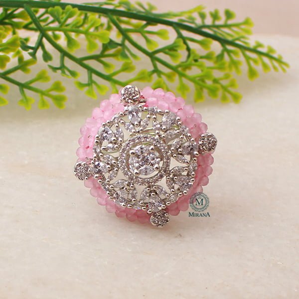 Shyra Pastel Pink CZ Designer Ring