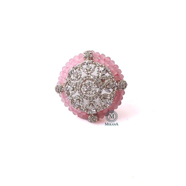 Shyra Pastel Pink CZ Designer Ring