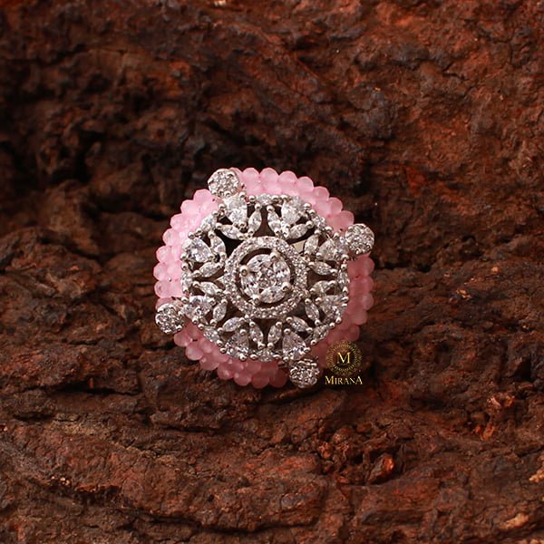 Shyra Pastel Pink CZ Designer Ring