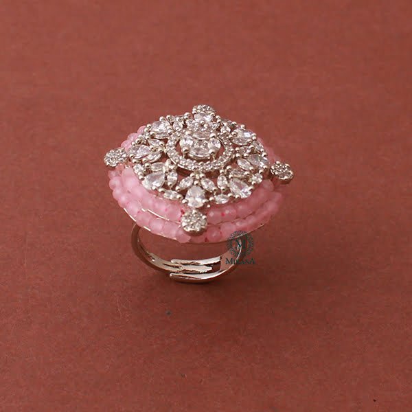 Shyra Pastel Pink CZ Designer Ring