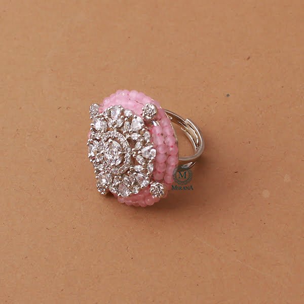 Shyra Pastel Pink CZ Designer Ring