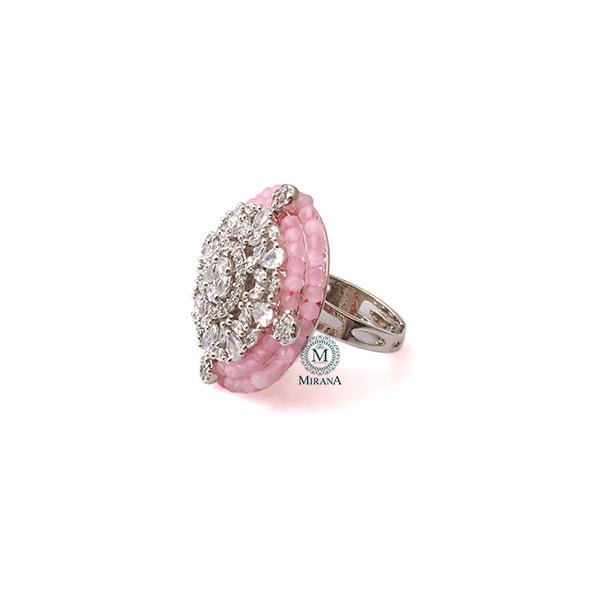 Shyra Pastel Pink CZ Designer Ring