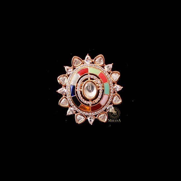 Roopitha Navratan Polki Designer Ring