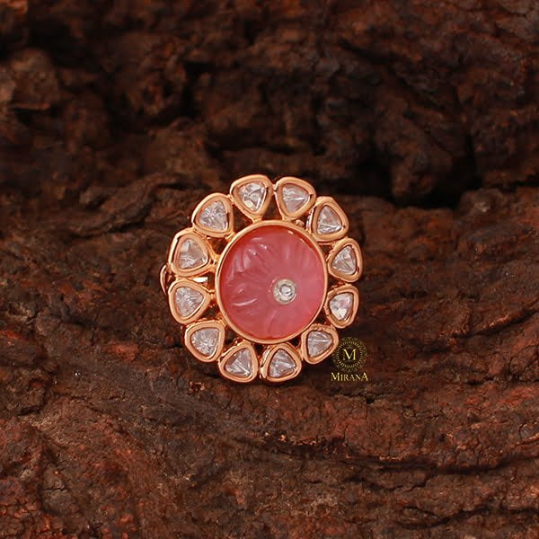 Prisha Pastel Pink Polki Ring