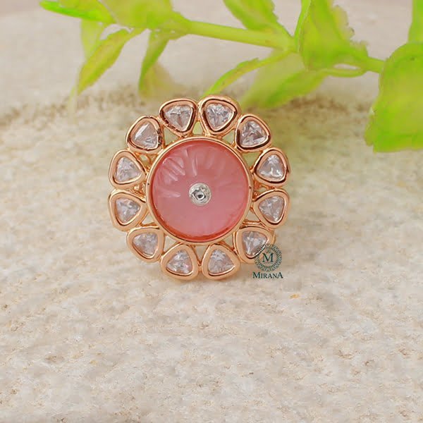 Prisha Pastel Pink Polki Ring