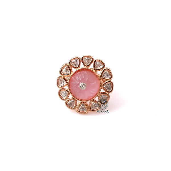 Prisha Pastel Pink Polki Ring