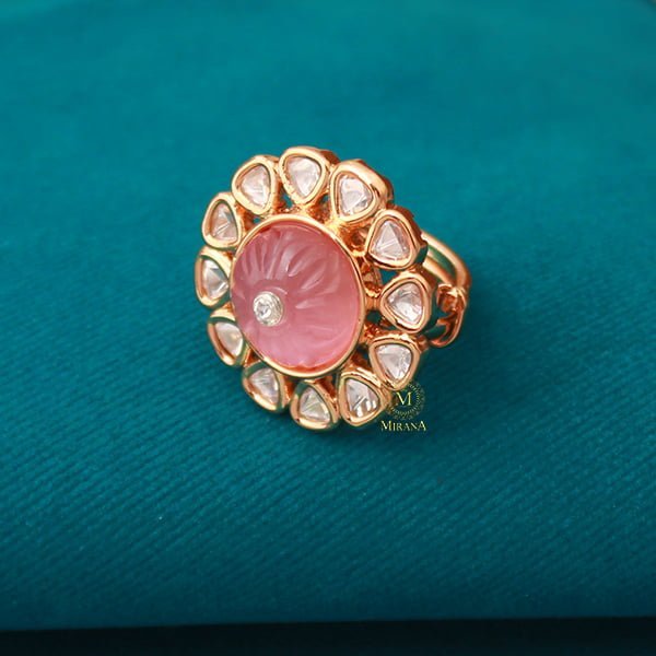 Prisha Pastel Pink Polki Ring