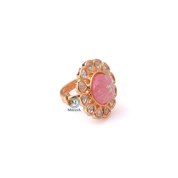 Prisha Pastel Pink Polki Ring