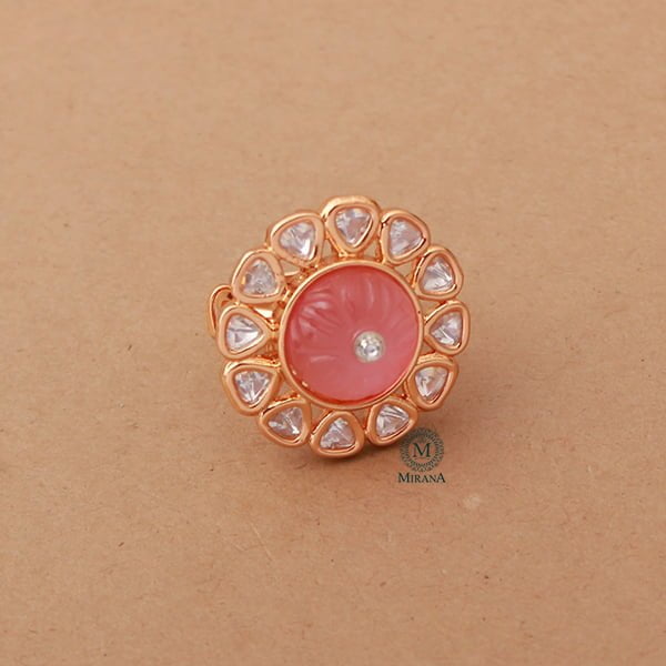 Prisha Pastel Pink Polki Ring