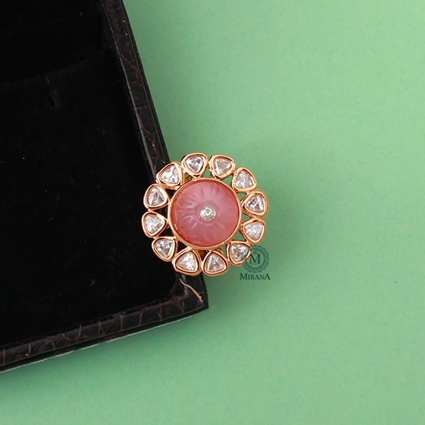 Prisha Pastel Pink Polki Ring