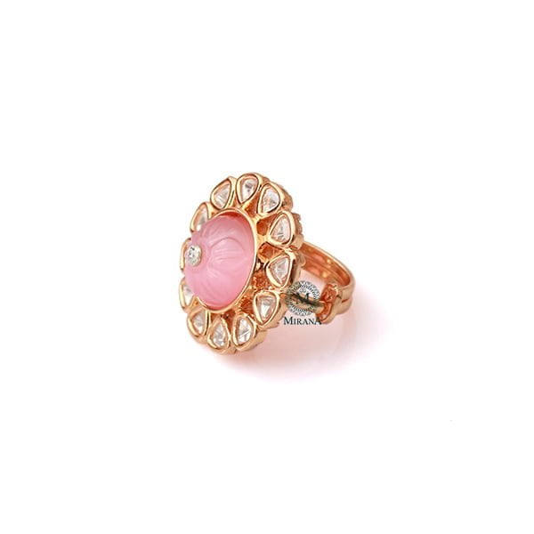 Prisha Pastel Pink Polki Ring