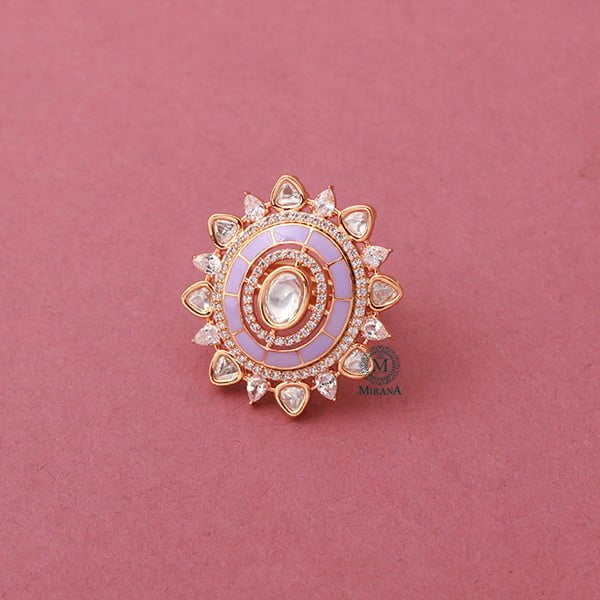 Roopitha Lavender Polki Designer Ring