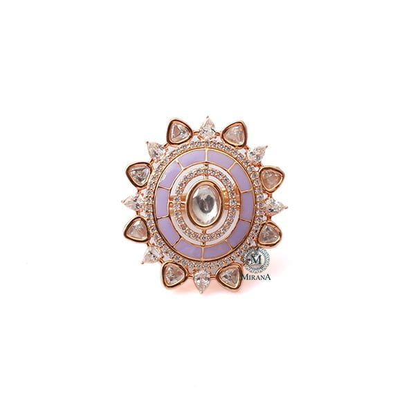 Roopitha Lavender Polki Designer Ring