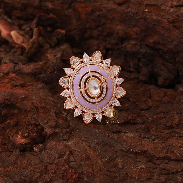 Roopitha Lavender Polki Designer Ring