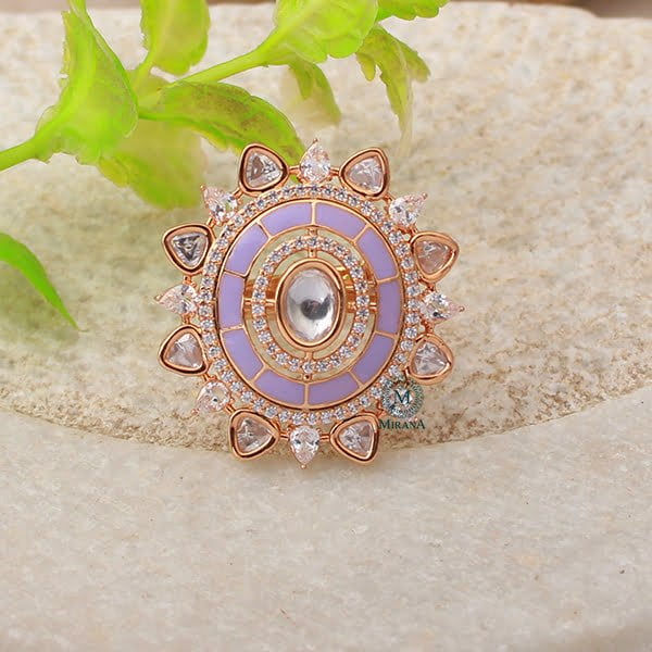 Roopitha Lavender Polki Designer Ring