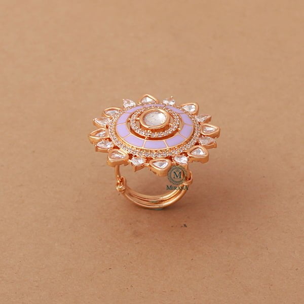 Roopitha Lavender Polki Designer Ring