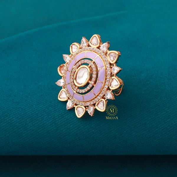 Roopitha Lavender Polki Designer Ring