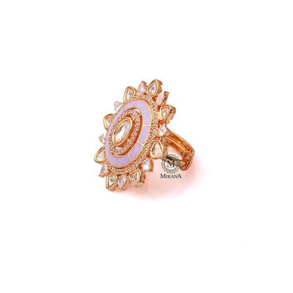 Roopitha Lavender Polki Designer Ring