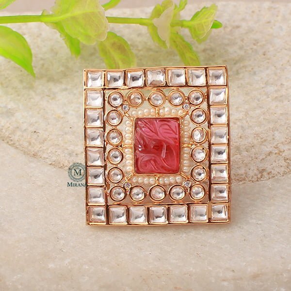 Shriya Ruby Carved Stone Polki Designer Ring