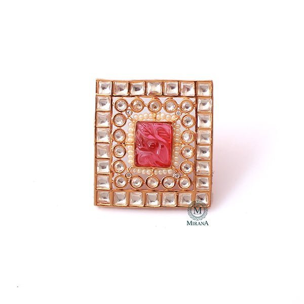 Shriya Ruby Carved Stone Polki Designer Ring
