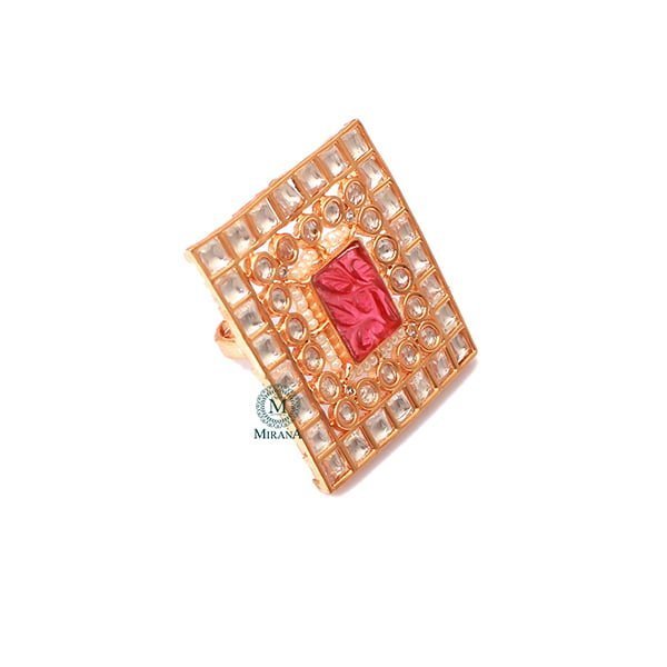 Shriya Ruby Carved Stone Polki Designer Ring