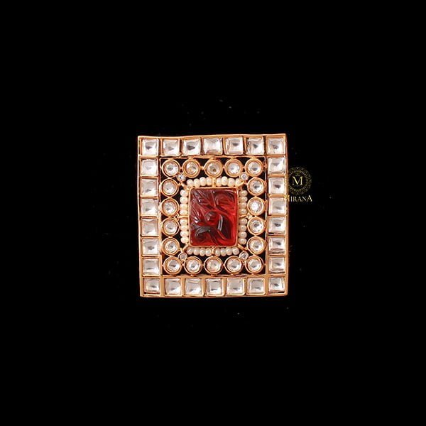 Shriya Ruby Carved Stone Polki Designer Ring