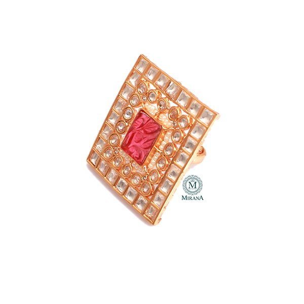 Shriya Ruby Carved Stone Polki Designer Ring