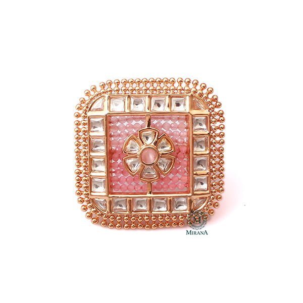 Aanshi Pastel Pink Polki Designer Ring