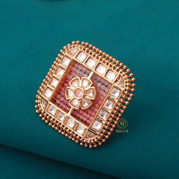 Aanshi Pastel Pink Polki Designer Ring