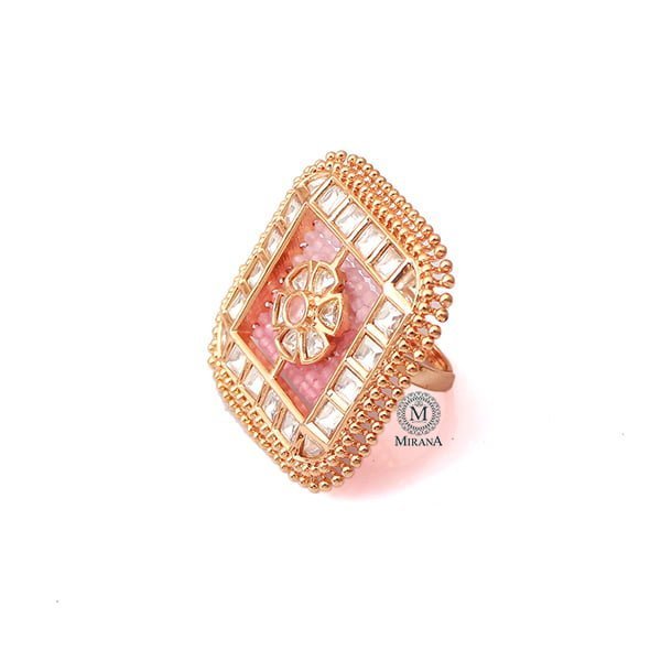 Aanshi Pastel Pink Polki Designer Ring