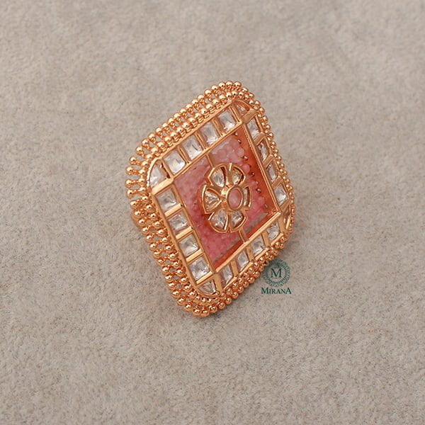 Aanshi Pastel Pink Polki Designer Ring