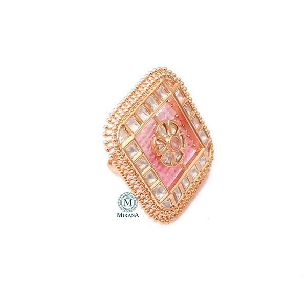 Aanshi Pastel Pink Polki Designer Ring