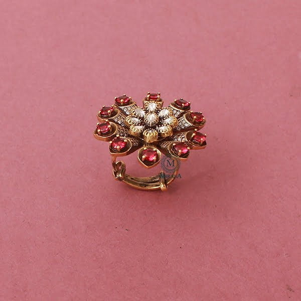 Shinaya Ruby Moissanite Designer Ring