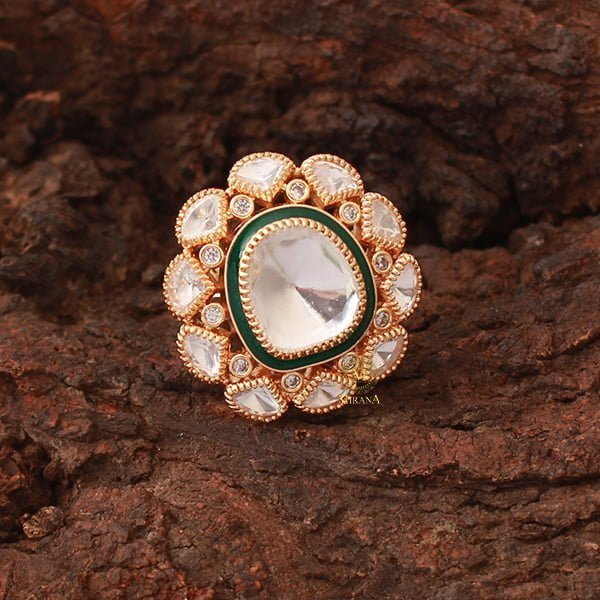 Ankia Emerald Green Polki Designer Ring