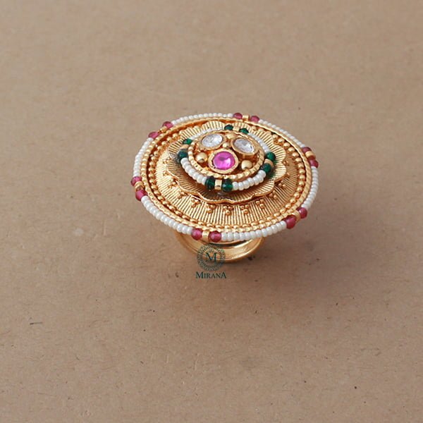 Sadhvi Pearl Antique Designer Ring