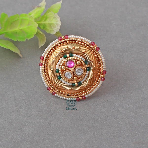 Sadhvi Pearl Antique Designer Ring