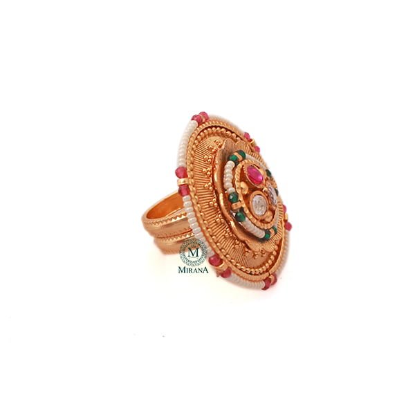 Sadhvi Pearl Antique Designer Ring