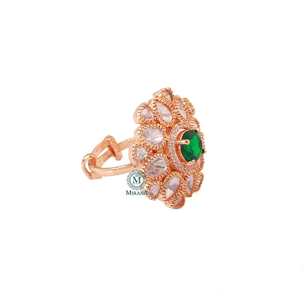 Likitha Emerald Green Polki Designer Ring