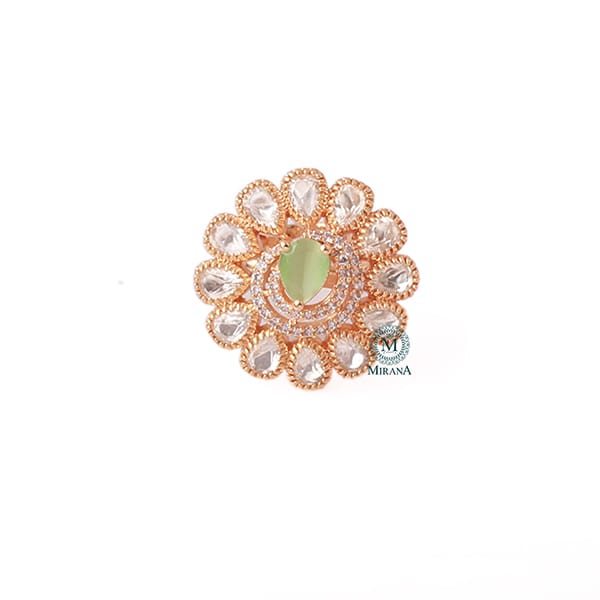 Aryna Pastel Green Polki Designer Ring