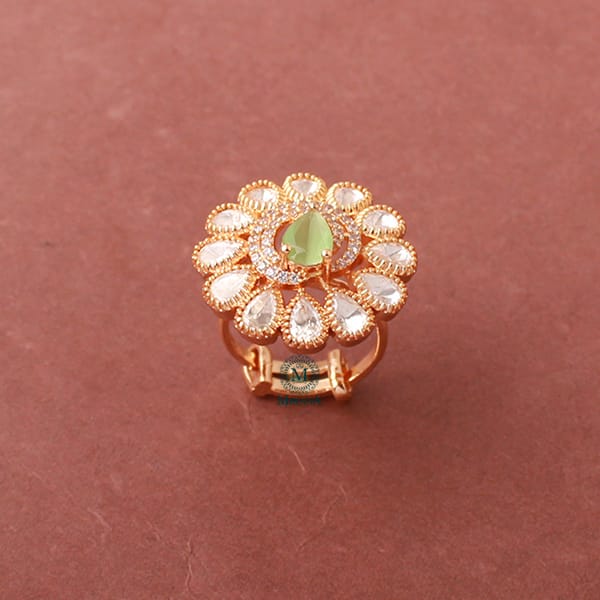 Aryna Pastel Green Polki Designer Ring