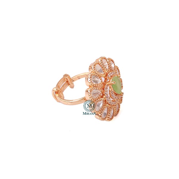 Aryna Pastel Green Polki Designer Ring