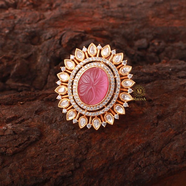 Vaishali Pastel Pink Polki Designer Ring