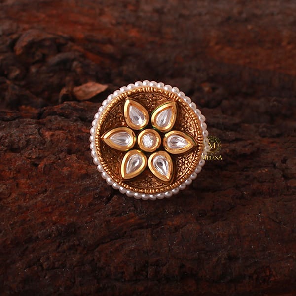 Vamika Pearl Polki Designer Ring