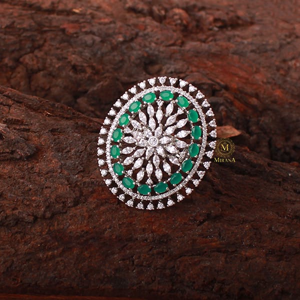 Anomi Green CZ Designer Ring