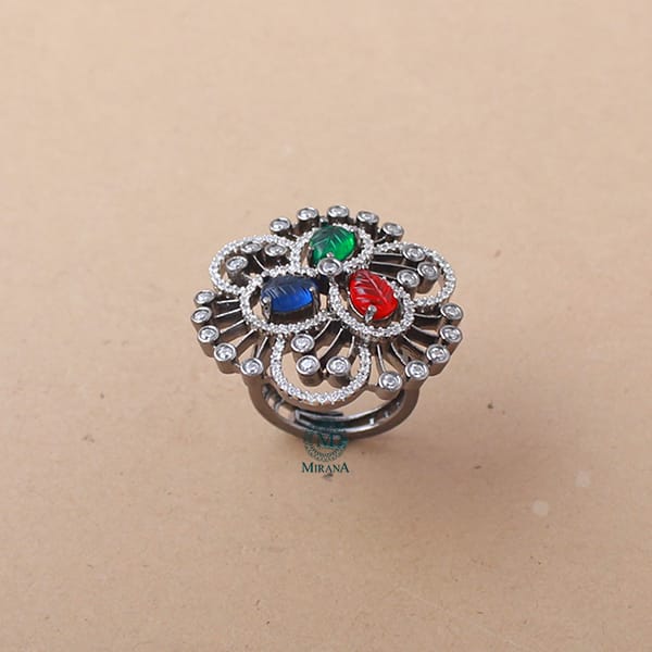 Erin Multi Colour CZ Designer Ring