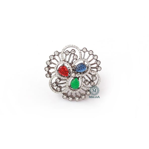 Erin Multi Colour CZ Designer Ring