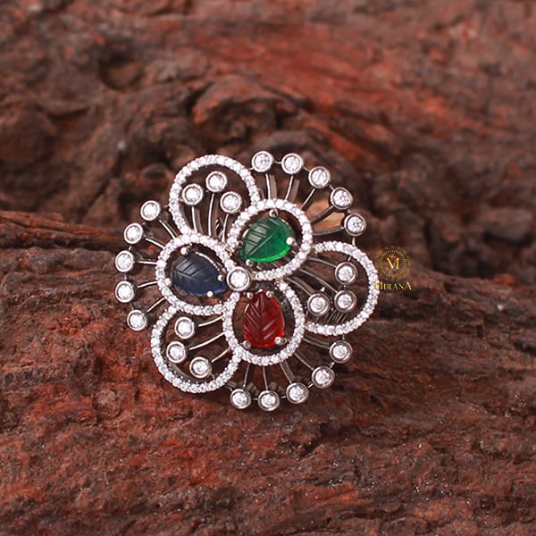 Erin Multi Colour CZ Designer Ring