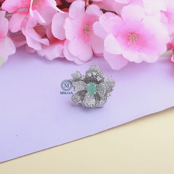 Scottie Pastel Green CZ Designer Ring