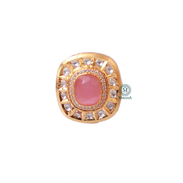 Jasmin Pastel Pink Polki Designer Ring